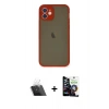 MARSİLYAN™- iPhone 12 Mini Kılıf Ahenk Çizgi Serisi - Şeffaf Temperli Cam Ekran Koruyucu + Şeffaf Kamera Lens Koruma Cam