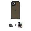 MARSİLYAN™- iPhone 12 Mini Kılıf Ahenk Çizgi Serisi - Şeffaf Temperli Cam Ekran Koruyucu + Şeffaf Kamera Lens Koruma Cam