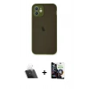 MARSİLYAN™- iPhone 12 Mini Kılıf Ahenk Çizgi Serisi - Şeffaf Temperli Cam Ekran Koruyucu + Şeffaf Kamera Lens Koruma Cam