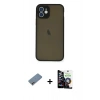 MARSİLYAN™- iPhone 12 Mini Kılıf Ahenk Çizgi Serisi - Şeffaf Temperli Cam Ekran Koruyucu + Shine Kamera Lens Koruma Cam - GI