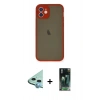 MARSİLYAN™- iPhone 12 Mini Kılıf Ahenk Çizgi Serisi - Siyah 360 Mat Full Body Arka Koruyucu + Raze Metal Kamera Lens - MI
