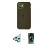 MARSİLYAN™- iPhone 12 Mini Kılıf Ahenk Çizgi Serisi - Siyah 360 Mat Full Body Arka Koruyucu + Raze Metal Kamera Lens - MI