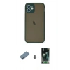 MARSİLYAN™- iPhone 12 Mini Kılıf Ahenk Çizgi Serisi - Siyah 360 Mat Full Body Arka Koruyucu + Shine Kamera Lens Koruma Cam - MI