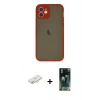 MARSİLYAN™- iPhone 12 Mini Kılıf Ahenk Çizgi Serisi - Siyah 360 Mat Full Body Arka Koruyucu + Renkli Kamera Lens Koruma Cam - YL