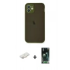 MARSİLYAN™- iPhone 12 Mini Kılıf Ahenk Çizgi Serisi - Siyah 360 Mat Full Body Arka Koruyucu + Renkli Kamera Lens Koruma Cam - YL