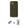 MARSİLYAN™- iPhone 12 Mini Kılıf Ahenk Çizgi Serisi - Siyah Polymer Nano Ekran Koruyucu + Shine Kamera Lens Koruma Cam - GD