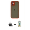 MARSİLYAN™- iPhone 12 Mini Kılıf Ahenk Çizgi Serisi - Siyah Polymer Nano Ekran Koruyucu + Kamera Lens Koruma Cam - SF