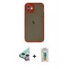 MARSİLYAN™- iPhone 12 Mini Kılıf Ahenk Çizgi Serisi - Siyah Polymer Nano Ekran Koruyucu + Raze Metal Kamera Lens - KI