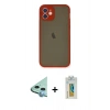 MARSİLYAN™- iPhone 12 Mini Kılıf Ahenk Çizgi Serisi - Siyah Polymer Nano Ekran Koruyucu + Raze Metal Kamera Lens - MI