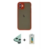 MARSİLYAN™- iPhone 12 Mini Kılıf Ahenk Çizgi Serisi - Siyah Polymer Nano Ekran Koruyucu + Raze Metal Kamera Lens - YL