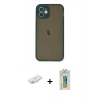 MARSİLYAN™- iPhone 12 Mini Kılıf Ahenk Çizgi Serisi - Siyah Polymer Nano Ekran Koruyucu + Renkli Kamera Lens Koruma Cam - SI