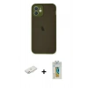 MARSİLYAN™- iPhone 12 Mini Kılıf Ahenk Çizgi Serisi - Siyah Polymer Nano Ekran Koruyucu + Renkli Kamera Lens Koruma Cam - PE