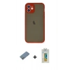 MARSİLYAN™- iPhone 12 Mini Kılıf Ahenk Çizgi Serisi - Siyah Polymer Nano Ekran Koruyucu + Shine Kamera Lens Koruma Cam - GS