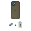 MARSİLYAN™- iPhone 12 Mini Kılıf Ahenk Çizgi Serisi - Siyah Polymer Nano Ekran Koruyucu + Shine Kamera Lens Koruma Cam - GS