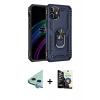 MARSİLYAN™- iPhone 12 Mini Kılıf Ahenk Klasik Koleksiyonu - Şeffaf Temperli Cam Ekran Koruyucu + Raze Metal Kamera Lens - MI