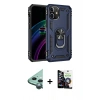 MARSİLYAN™- iPhone 12 Mini Kılıf Ahenk Klasik Koleksiyonu - Şeffaf Temperli Cam Ekran Koruyucu + Raze Metal Kamera Lens - YL