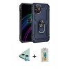 MARSİLYAN™- iPhone 12 Mini Kılıf Ahenk Klasik Koleksiyonu - Siyah Polymer Nano Ekran Koruyucu + Raze Metal Kamera Lens - MI