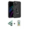 MARSİLYAN™- iPhone 12 Mini Kılıf Ahenk Klasik Koleksiyonu - Siyah Polymer Nano Ekran Koruyucu + Yeşil Raze Metal Kamera Lens