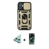 MARSİLYAN™- iPhone 12 Mini Kılıf Ahenk Klasik - Şeffaf 360 Full Body Arka Koruyucu + Raze Metal Kamera Lens - MI