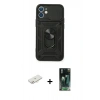 MARSİLYAN™- iPhone 12 Mini Kılıf Ahenk Klasik - Şeffaf 360 Full Body Arka Koruyucu + Renkli Kamera Lens Koruma Cam - YL