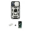 MARSİLYAN™- iPhone 12 Mini Kılıf Ahenk Klasik - Şeffaf 360 Full Body Arka Koruyucu + Renkli Kamera Lens Koruma Cam - SI