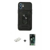 MARSİLYAN™- iPhone 12 Mini Kılıf Ahenk Klasik - Şeffaf 360 Full Body Arka Koruyucu + Renkli Kamera Lens Koruma Cam - SI