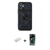 MARSİLYAN™- iPhone 12 Mini Kılıf Ahenk Klasik - Şeffaf 360 Full Body Arka Koruyucu + Renkli Kamera Lens Koruma Cam - SI