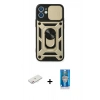 MARSİLYAN™- iPhone 12 Mini Kılıf Ahenk Klasik - Şeffaf Royal Nano Ekran Koruyucu + Renkli Kamera Lens Koruma Cam - PE
