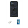 MARSİLYAN™- iPhone 12 Mini Kılıf Ahenk Klasik - Şeffaf Royal Nano Ekran Koruyucu + Renkli Kamera Lens Koruma Cam - PE