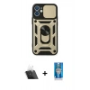 MARSİLYAN™- iPhone 12 Mini Kılıf Ahenk Klasik - Şeffaf Royal Nano Ekran Koruyucu + Kamera Lens Koruma Cam - SF