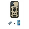 MARSİLYAN™- iPhone 12 Mini Kılıf Ahenk Klasik - Şeffaf Royal Nano Ekran Koruyucu + Shine Kamera Lens Koruma Cam - MI