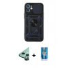 MARSİLYAN™- iPhone 12 Mini Kılıf Ahenk Klasik - Şeffaf Royal Nano Ekran Koruyucu + Raze Metal Kamera Lens - YL