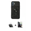 MARSİLYAN™- iPhone 12 Mini Kılıf Ahenk Klasik - Şeffaf Temperli Cam Ekran Koruyucu + Kamera Lens Koruma Cam - SF