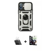 MARSİLYAN™- iPhone 12 Mini Kılıf Ahenk Klasik - Şeffaf Temperli Cam Ekran Koruyucu + Kamera Lens Koruma Cam - SF