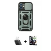 MARSİLYAN™- iPhone 12 Mini Kılıf Ahenk Klasik - Şeffaf Temperli Cam Ekran Koruyucu + Kamera Lens Koruma Cam - SF