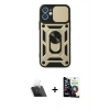 MARSİLYAN™- iPhone 12 Mini Kılıf Ahenk Klasik - Şeffaf Temperli Cam Ekran Koruyucu + Kamera Lens Koruma Cam - SF