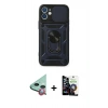 MARSİLYAN™- iPhone 12 Mini Kılıf Ahenk Klasik - Şeffaf Temperli Cam Ekran Koruyucu + Raze Metal Kamera Lens - KI
