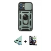 MARSİLYAN™- iPhone 12 Mini Kılıf Ahenk Klasik - Şeffaf Temperli Cam Ekran Koruyucu + Raze Metal Kamera Lens - MI