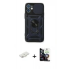 MARSİLYAN™- iPhone 12 Mini Kılıf Ahenk Klasik - Şeffaf Temperli Cam Ekran Koruyucu + Renkli Kamera Lens Koruma Cam - YL