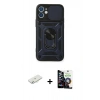 MARSİLYAN™- iPhone 12 Mini Kılıf Ahenk Klasik - Şeffaf Temperli Cam Ekran Koruyucu + Renkli Kamera Lens Koruma Cam - SI