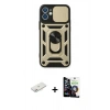 MARSİLYAN™- iPhone 12 Mini Kılıf Ahenk Klasik - Şeffaf Temperli Cam Ekran Koruyucu + Renkli Kamera Lens Koruma Cam - PE