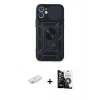 MARSİLYAN™- iPhone 12 Mini Kılıf Ahenk Klasik - Şeffaf Temperli Cam Ekran Koruyucu + Renkli Kamera Lens Koruma Cam - SI