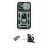 MARSİLYAN™- iPhone 12 Mini Kılıf Ahenk Klasik - Şeffaf Temperli Cam Ekran Koruyucu + Shine Kamera Lens Koruma Cam - GD