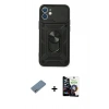 MARSİLYAN™- iPhone 12 Mini Kılıf Ahenk Klasik - Şeffaf Temperli Cam Ekran Koruyucu + Shine Kamera Lens Koruma Cam - GS