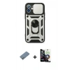 MARSİLYAN™- iPhone 12 Mini Kılıf Ahenk Klasik - Şeffaf Temperli Cam Ekran Koruyucu + Shine Kamera Lens Koruma Cam - GS