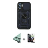 MARSİLYAN™- iPhone 12 Mini Kılıf Ahenk Klasik - Şeffaf Temperli Cam Ekran Koruyucu + Raze Metal Kamera Lens - YL
