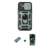MARSİLYAN™- iPhone 12 Mini Kılıf Ahenk Klasik - Siyah 360 Mat Full Body Arka Koruyucu + Shine Kamera Lens Koruma Cam - GD