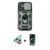 MARSİLYAN™- iPhone 12 Mini Kılıf Ahenk Klasik - Siyah 360 Mat Full Body Arka Koruyucu + Raze Metal Kamera Lens - KI