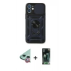 MARSİLYAN™- iPhone 12 Mini Kılıf Ahenk Klasik - Siyah 360 Mat Full Body Arka Koruyucu + Raze Metal Kamera Lens - KI