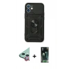 MARSİLYAN™- iPhone 12 Mini Kılıf Ahenk Klasik - Siyah 360 Mat Full Body Arka Koruyucu + Raze Metal Kamera Lens - KI